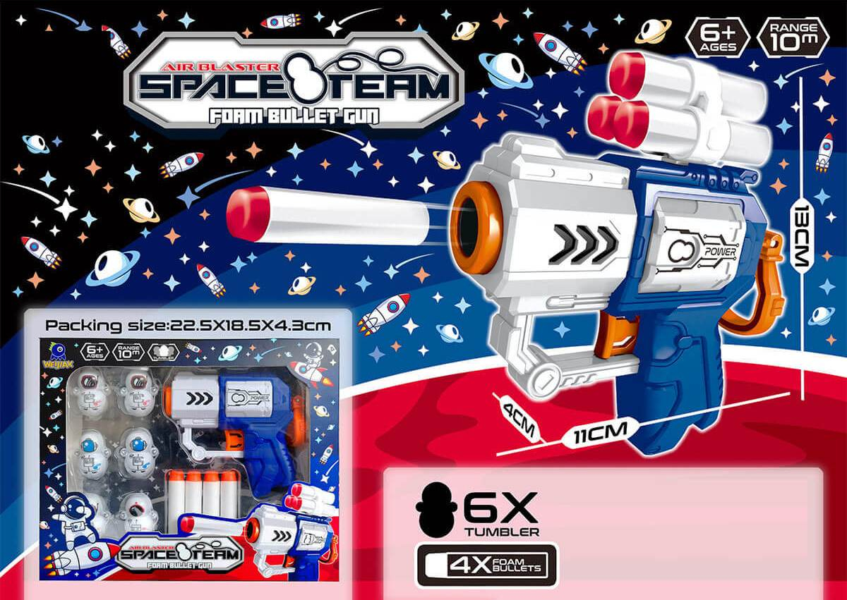 Пистолет с 4 меки стрели и 6 фигурки-мишени SPACE TEAM