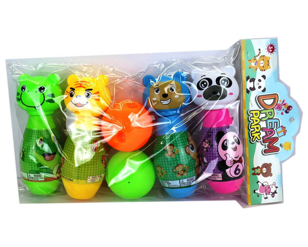 Боулинг с 4 кегли и 2 топки, животни DREAM PARK