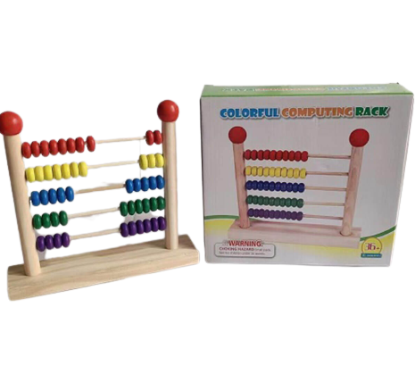 Дървено сметало с 5 реда по 10 цветни топчета