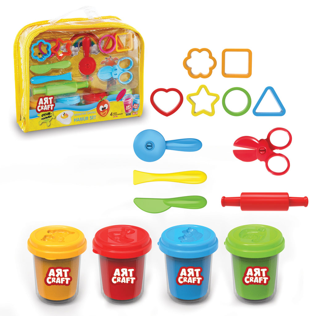 Комплект пластелини с геометрични форми и инструменти в чанта, DEDE