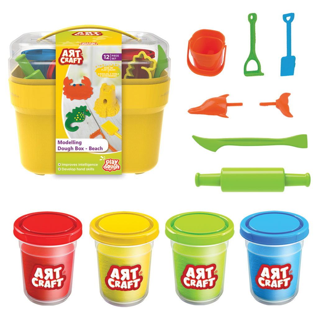 Комплект пластелини с морски формички и инструменти, в куфарче, DEDE