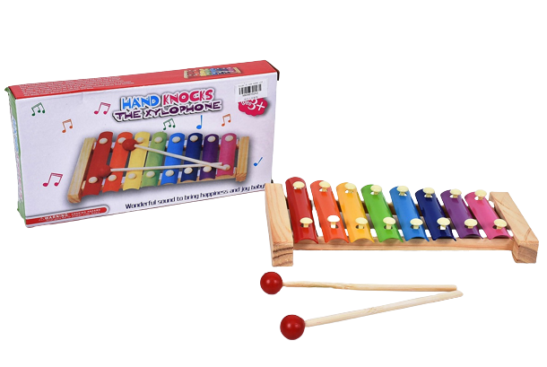 Дървен ксилофон с 2 чукчета и 8 метални пластини