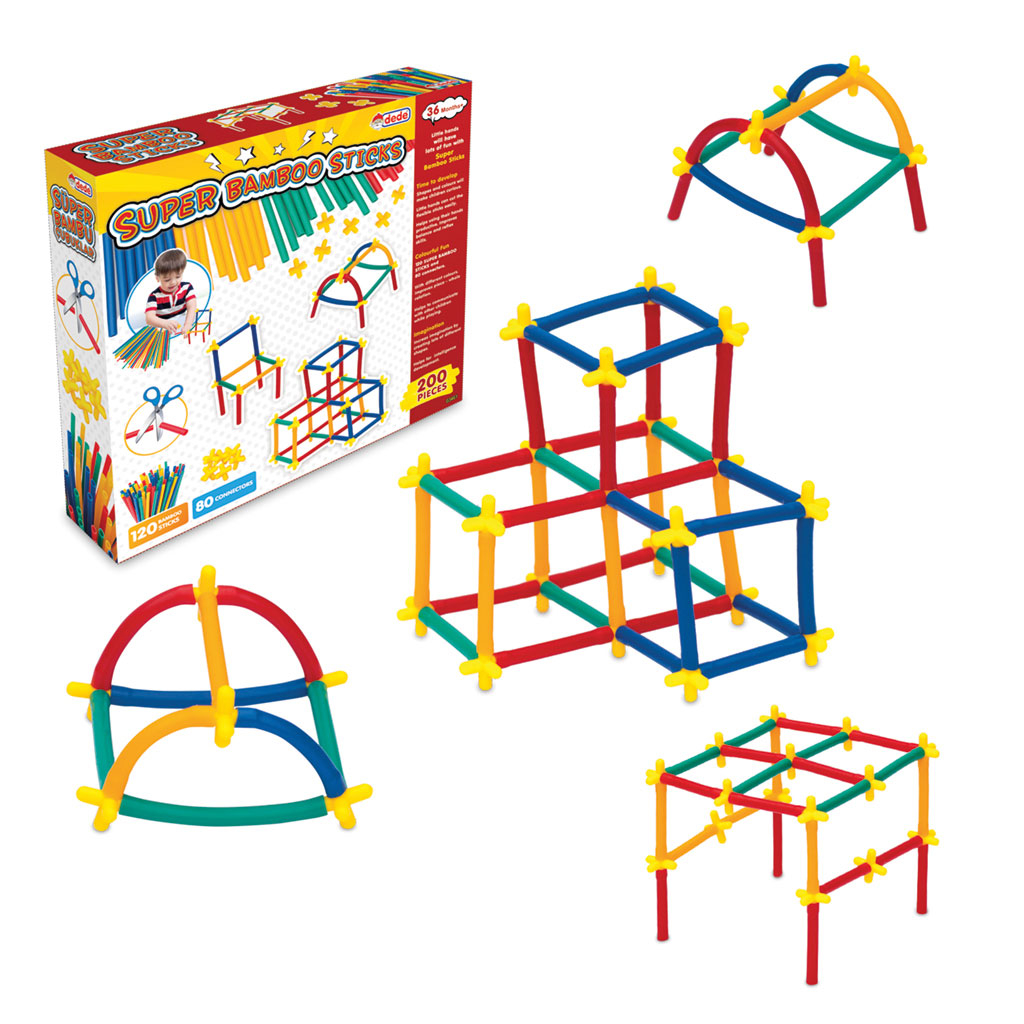 Конструктор с бамбукови пръчици, 200 части, DEDE