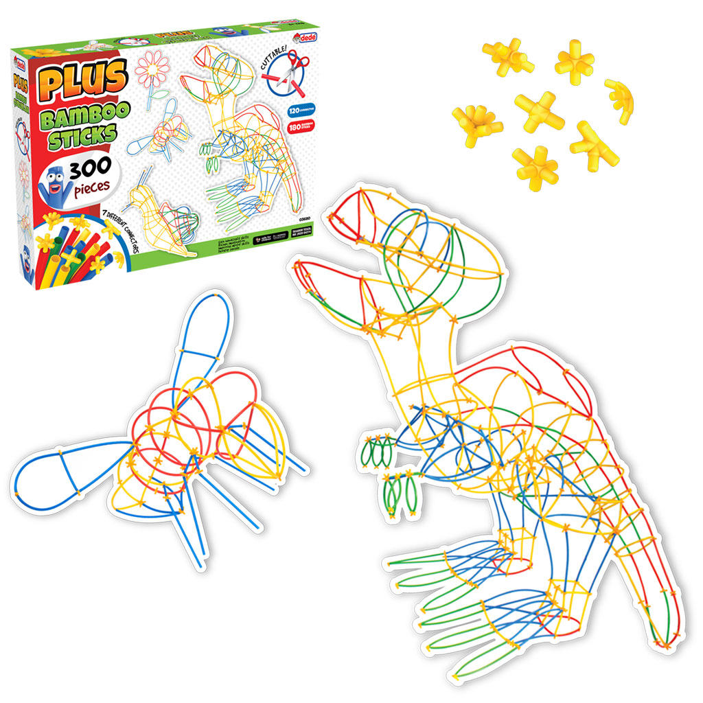 Конструктор с бамбукови пръчици, животни, 300 части, DEDE
