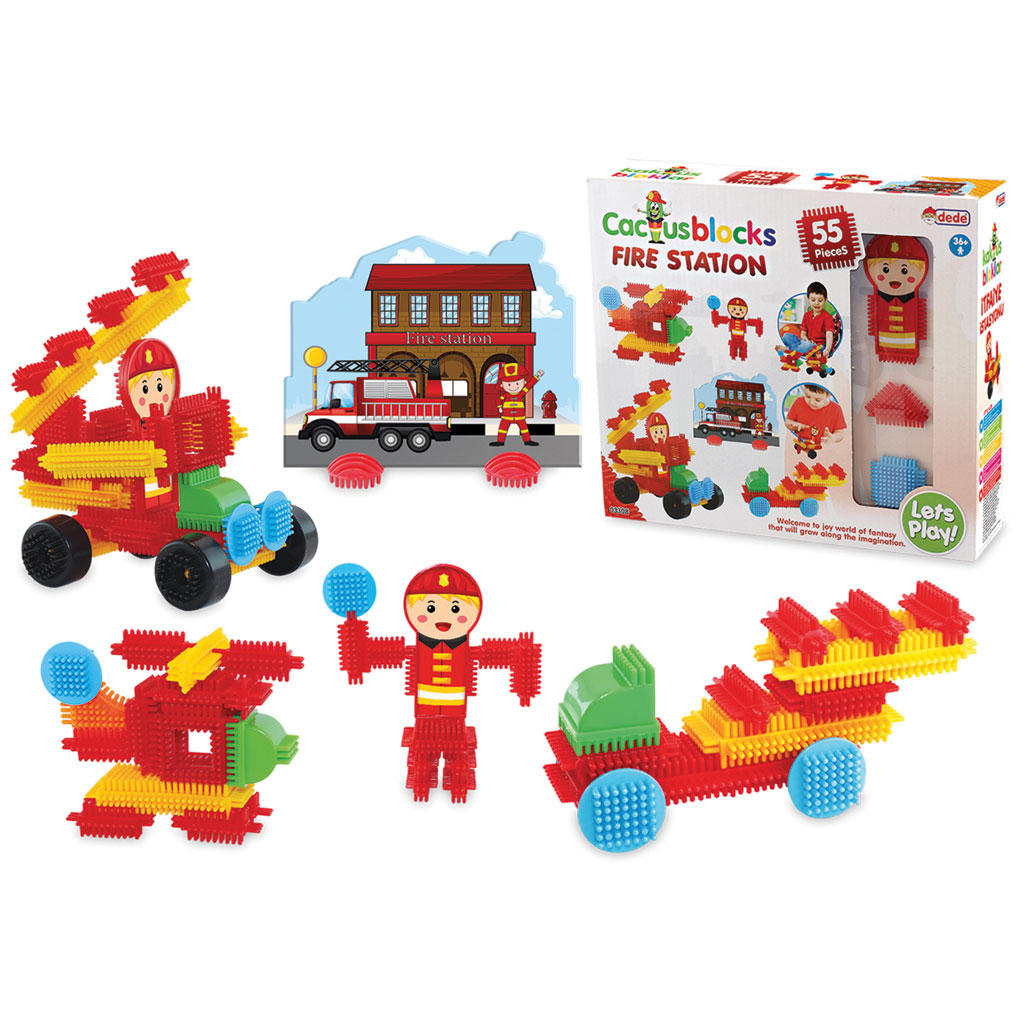 Конструктор Кактус - Пожарна, 55 части, DEDE