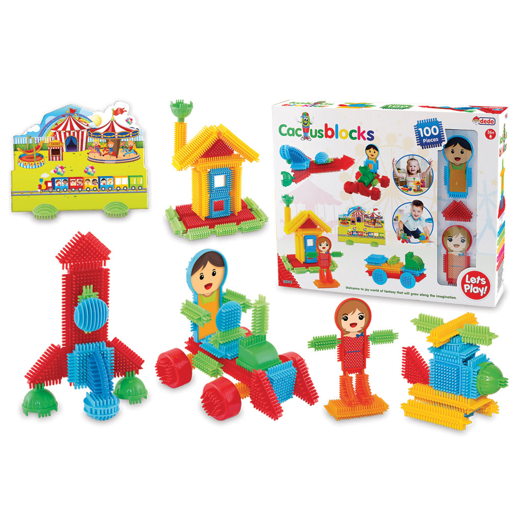 Конструктор Кактус с превозни средства, 100 части, DEDE