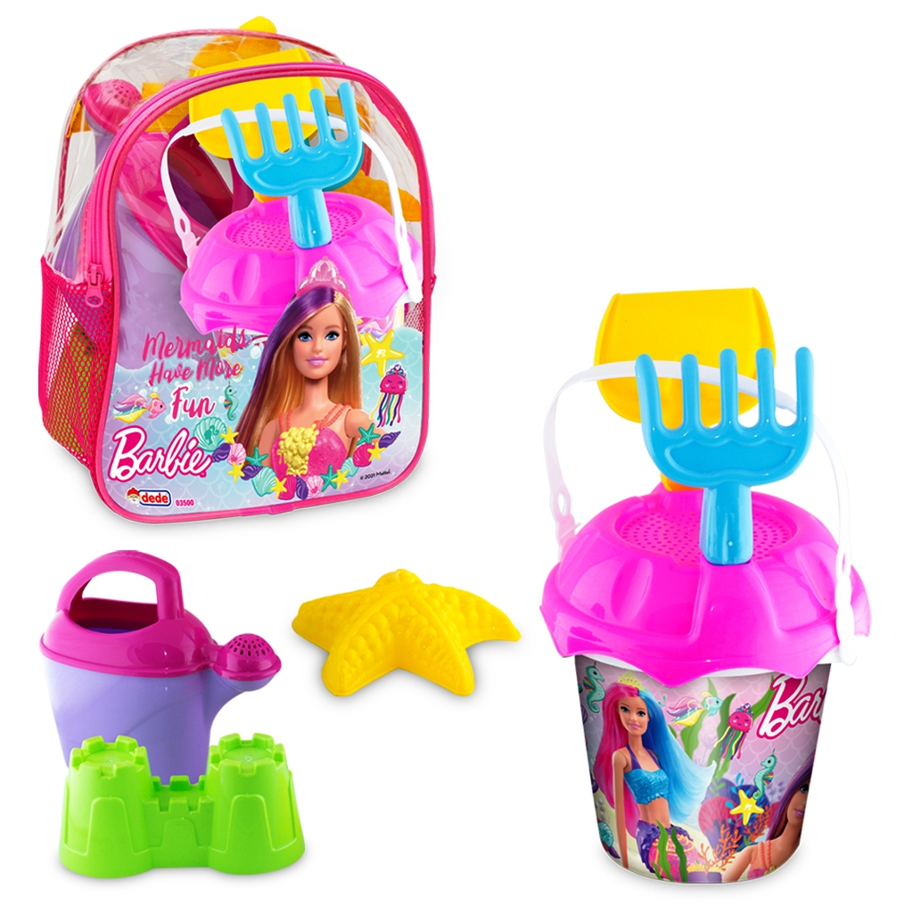 Пълен плажен комплет раница с кофичка и аксесоари на Барби / Barbie, 24х13х30см, DEDE