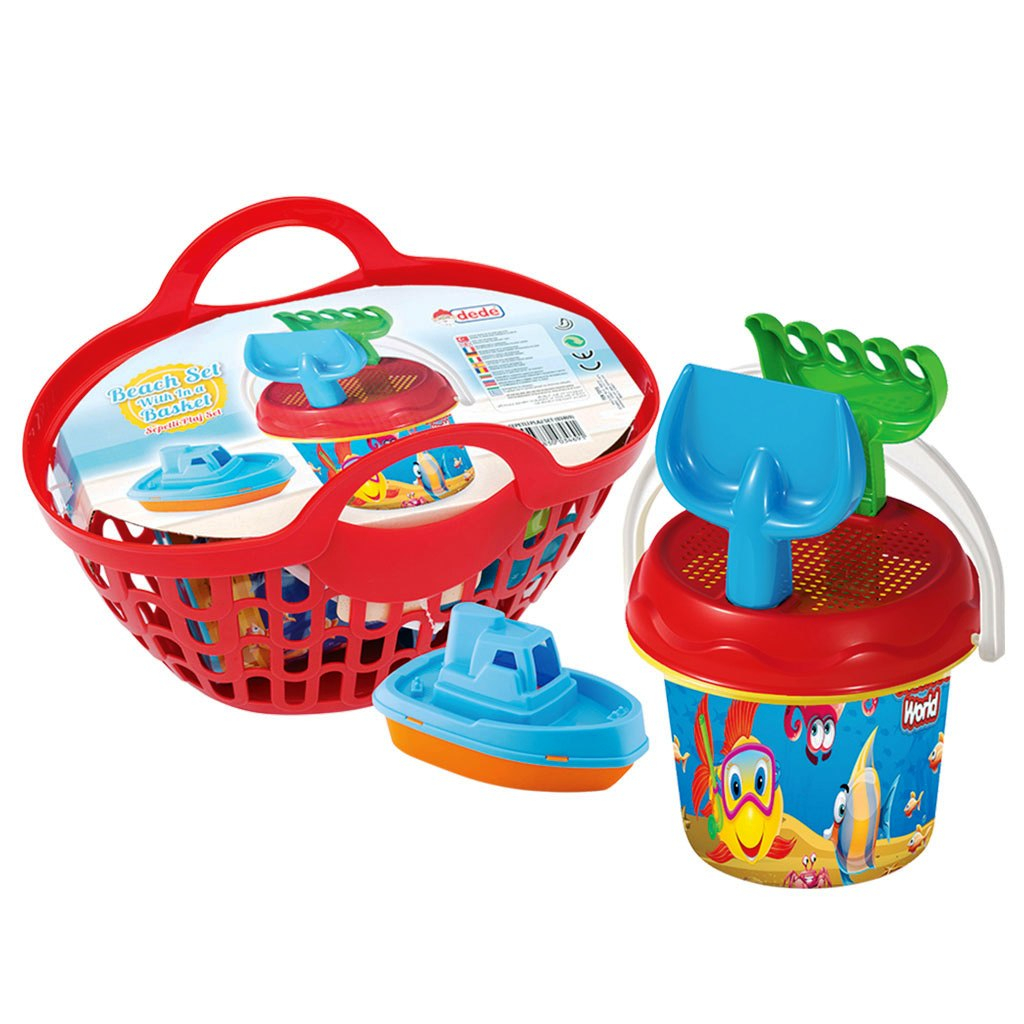 ГОЛЯМ плажен комплект кошница с аксесоари, 30х19х21см, DEDE