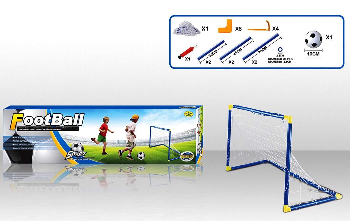 Комплект футболна врата с мрежа + топка и помпа