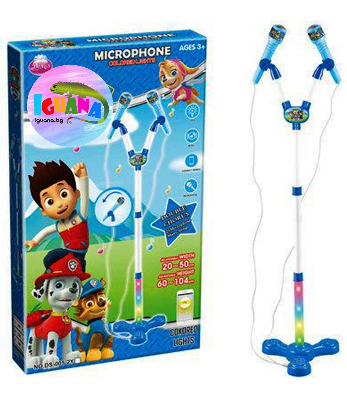 Комплект 2 караоке микрофона на стойка с регулируема височина, включване към телефон