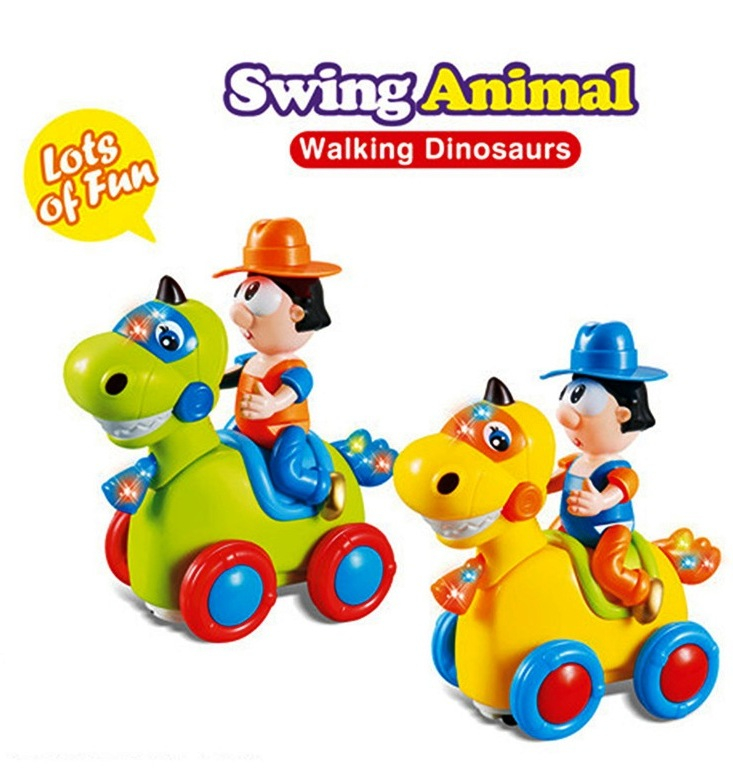 Ходещ динозавър с ездач, Звук, Светлини, Мести глава и опашка, Въртене на 360°