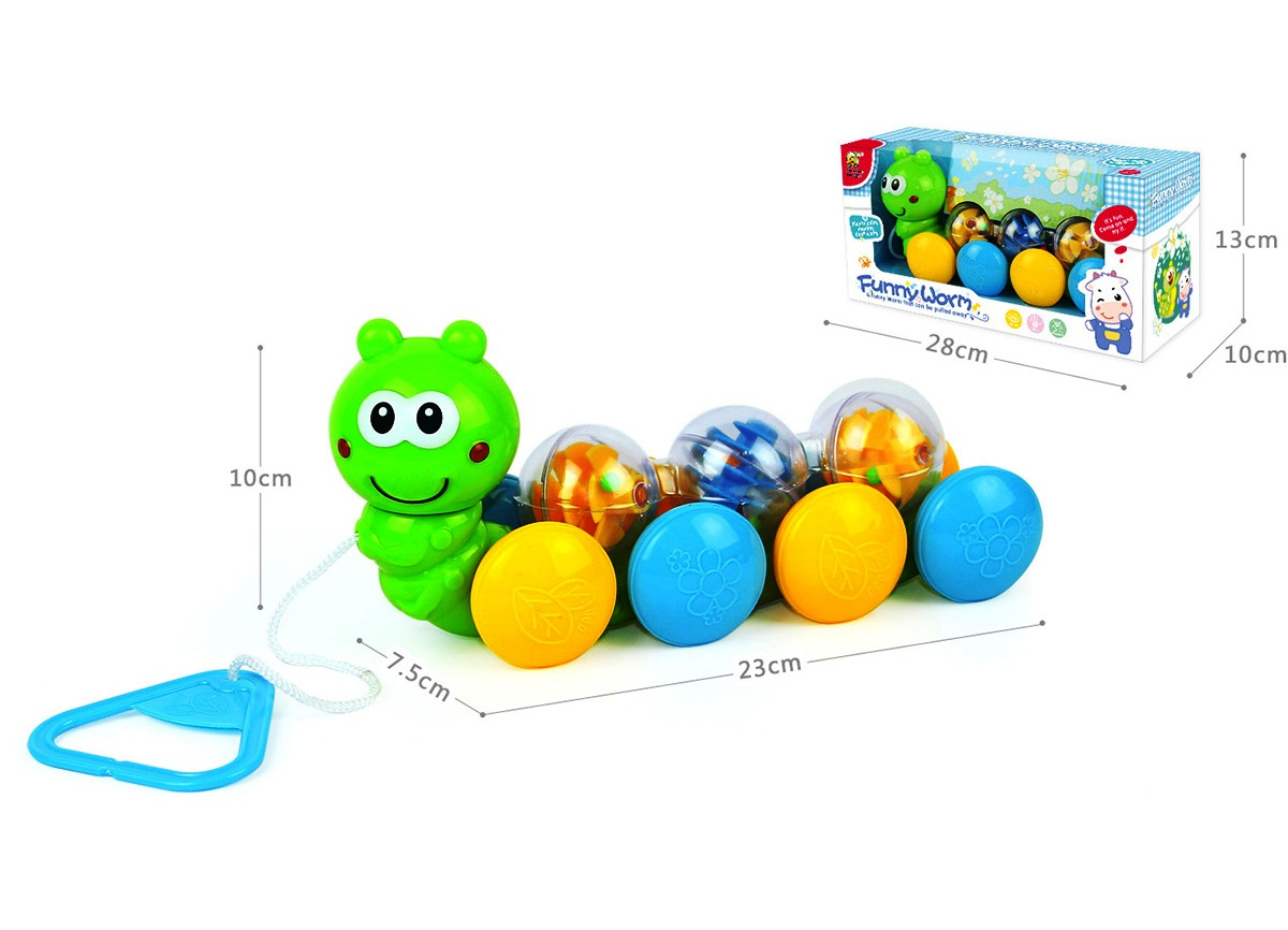 Гъсеница за дърпане с въртящи топчета и тракащ звук