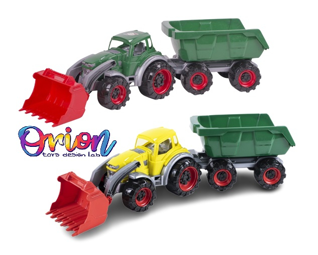 ГОЛЯМ Трактор товарач с ремарке, 64х18х17см, два цвята, ORION, Украйна