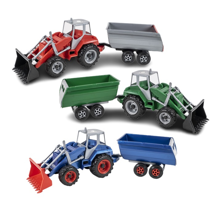 ГОЛЯМ Трактор товарач със самоизсипващо се ремарке, три цвята, 66x18x21см, ORION, Украйна