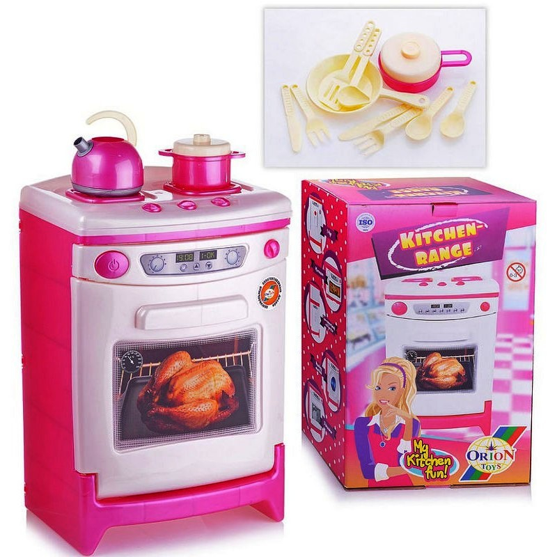 РЕАЛИСТИЧНА Печка за готвене с котлони, фурна и аксесори, със звукови ефекти, в кутия, 47х22х32см, ORION, Украйна