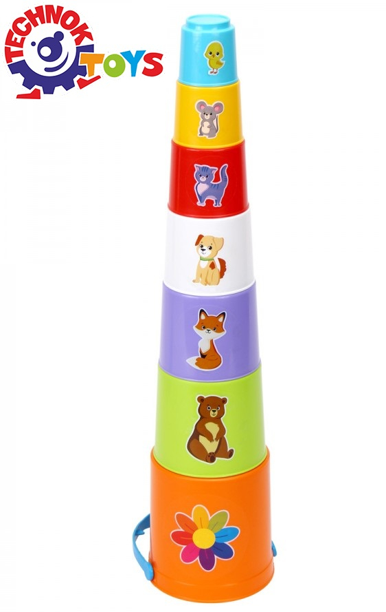 Пирамида със 7 чашки и стикерри с животни, 45х11х11см, TECHNOK, Украйна
