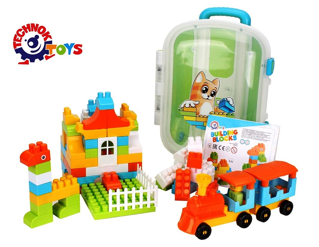 Конструктор в куфарче на колела и дръжка, 90 части, TECHNOK, Украйна