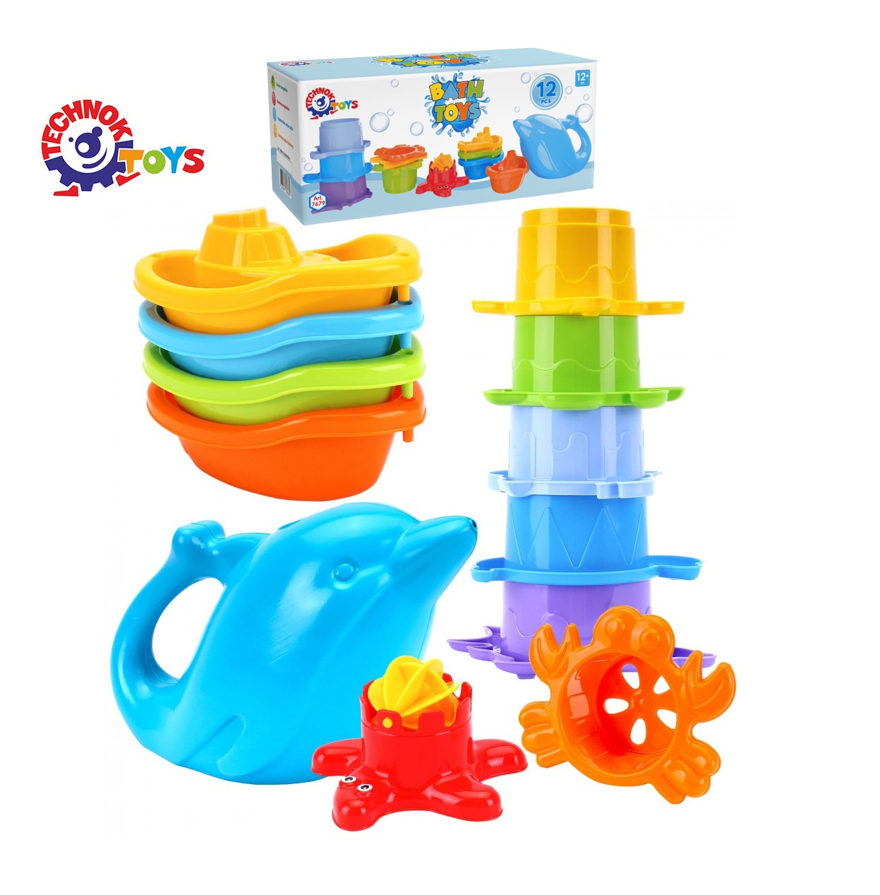 ГОЛЯМ Комплект играчки за баня, 12 части, TECHNOK, Украйна