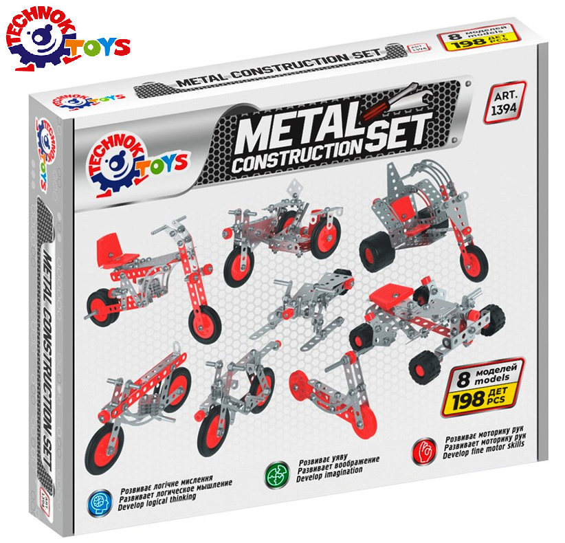 Метален конструктор мото техника с инструменти, 8 модела, TECHNOK, Украйна