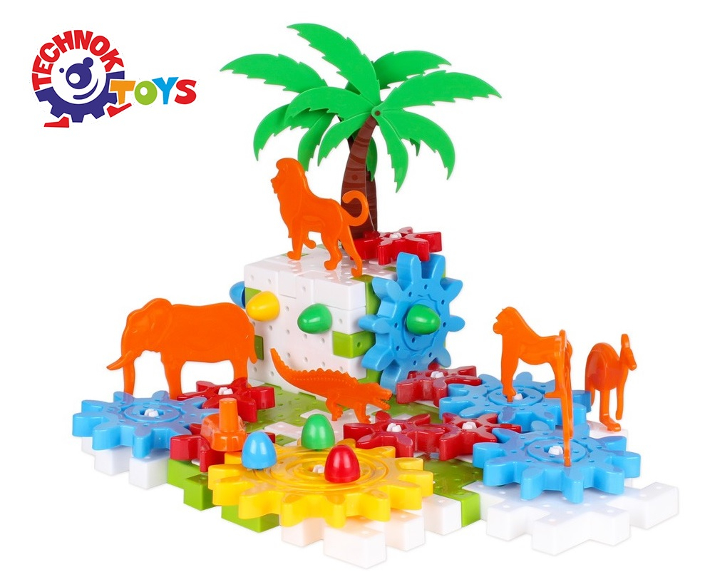 Конструктор с въртящи се елементи и животни, 103 части, в куфарче, TECHNOK, Украйна