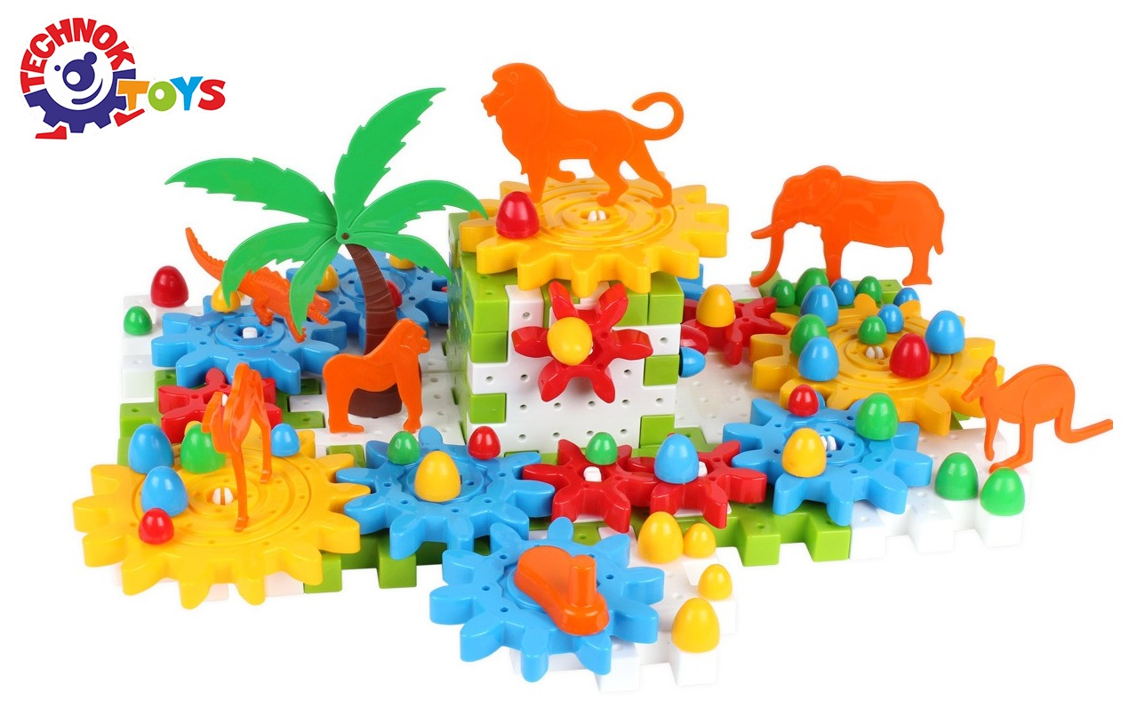 Конструктор с въртящи се елементи и животни, 118 части, TECHNOK, Украйна