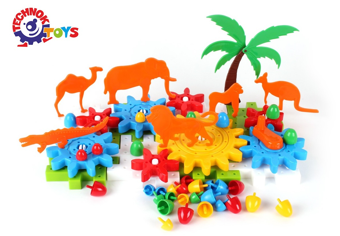 Конструктор с въртящи се елементи и животни, 66 части, TECHNOK, Украйна