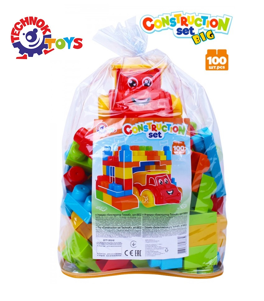 Конструктор с едри части + камионче, 100 елемента, TECHNOK, Украйна