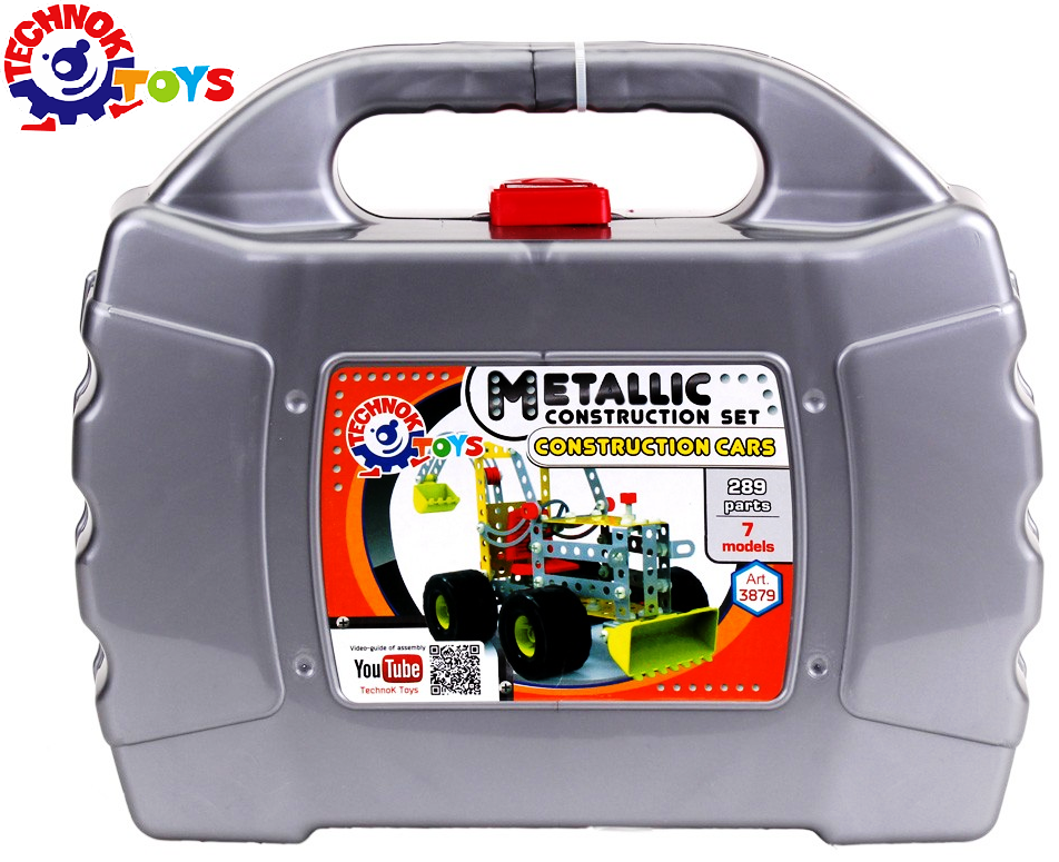 Метален конструктор строителни машини в куфарче с инструменти, 7 модела, 289 части, TECHNOK, Украйна