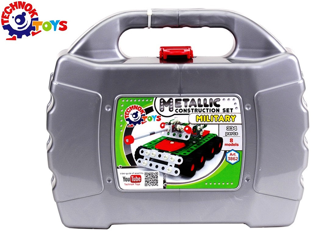 Метален конструктор военни машини с инструменти 8 модела, 334 части, TECHNOK, Украйна