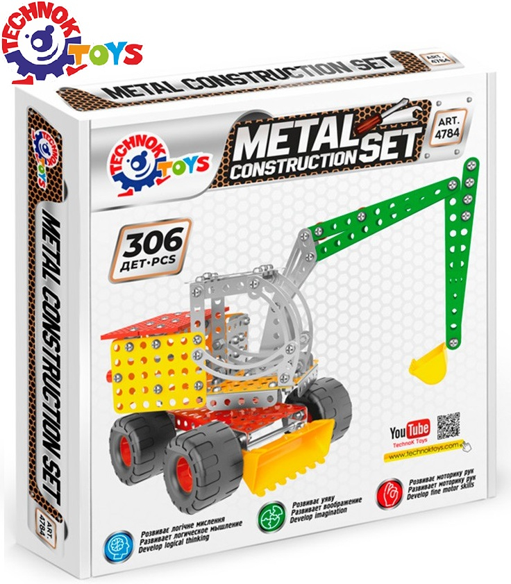 Метален конструктор багер с инструменти, 306 части, TECHNOK, Украйна