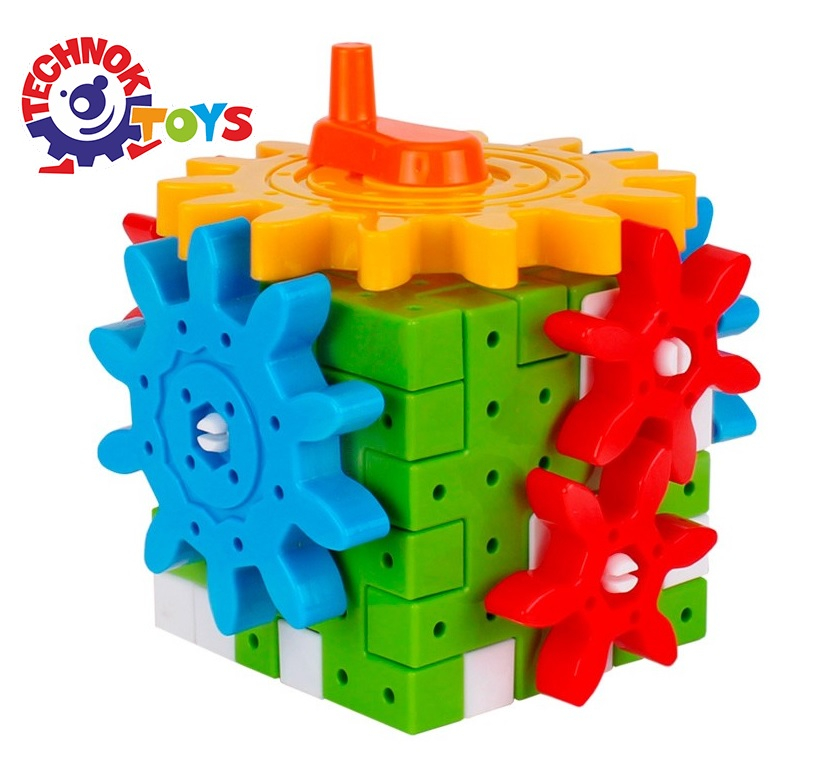 Кубче Сортер - Конструктор 2в1 с въртящи се части, TECHNOK, Украйна