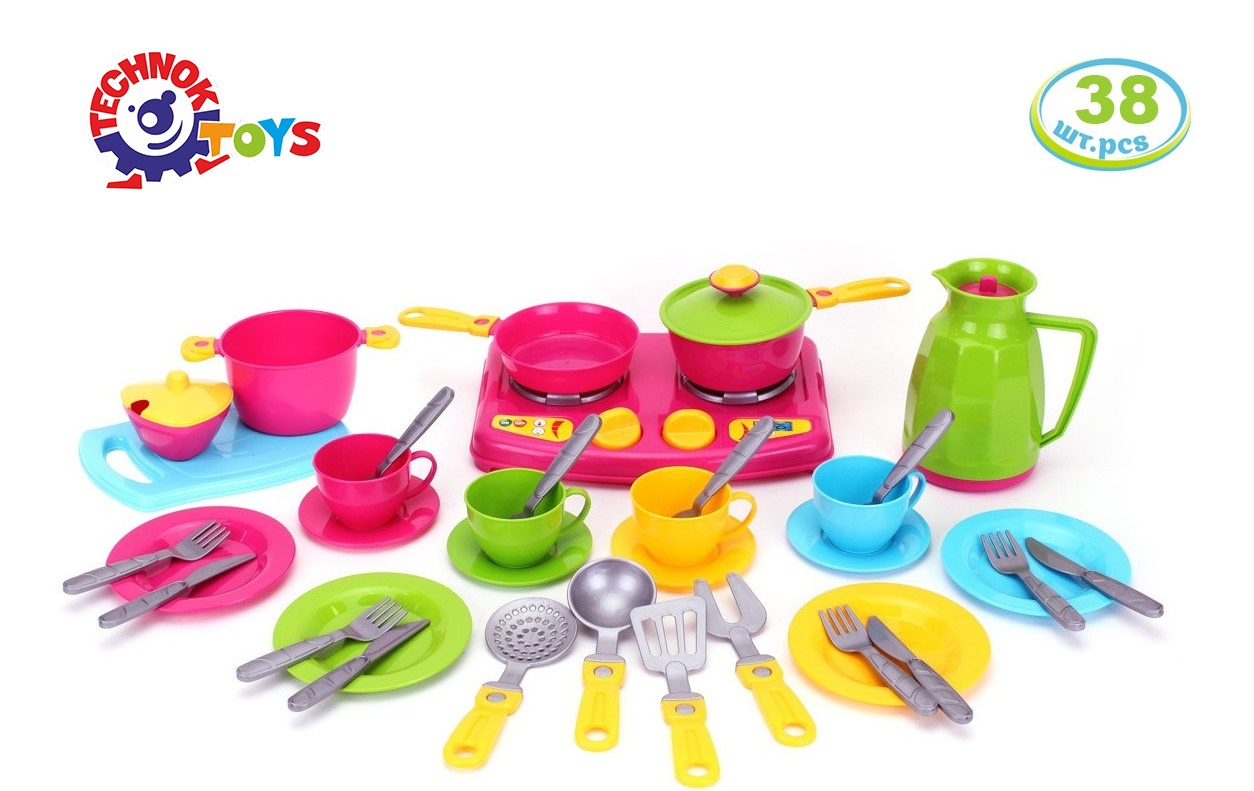 Кухненски комплект с котлон, дъска за рязане и аксесоари, 38 части, TECHNOK, Украйна