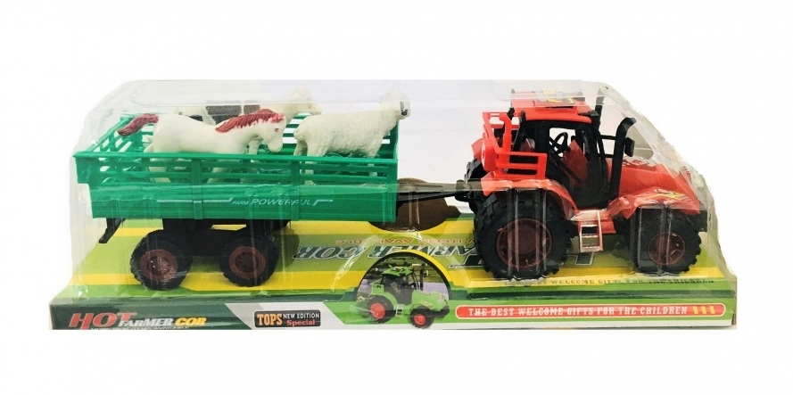 Трактор с ремарке и животни, инерционен