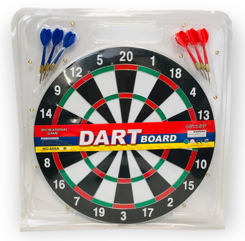 Дървен дартс с 6 стрелички, 37см