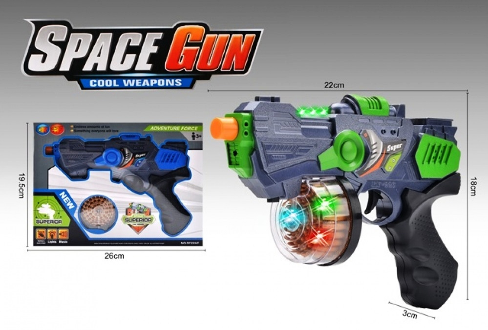 Пистолет с барабан и патрони, Звук и Светлини