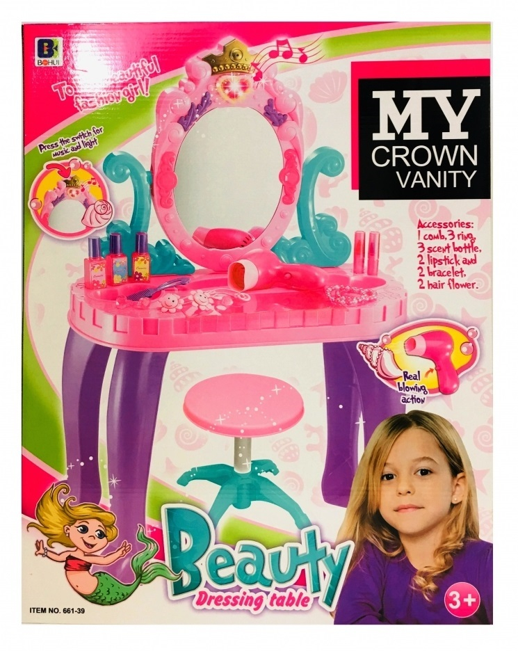 Тоалетка със столче + сешоар и аксесоари, Звук и Светлини