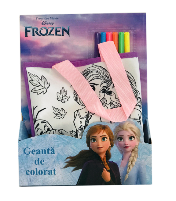 Чанта за оцветяване FROZEN с 6 измиващи се флумастери Замръзналото кралство
