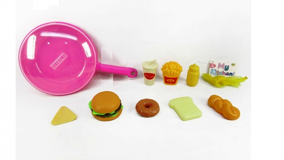 Тиган с капак и хранителни продукти, розов