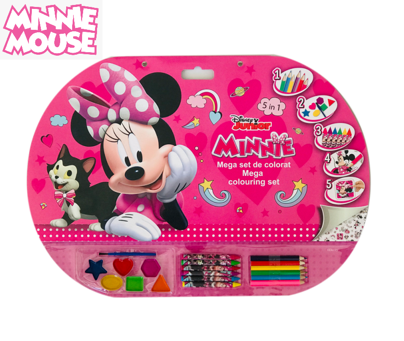 Гига блок MINNIE MOUSE 5в1 огромен блок с бои, пастели, моливи и стикери Мини Маус Мега блок