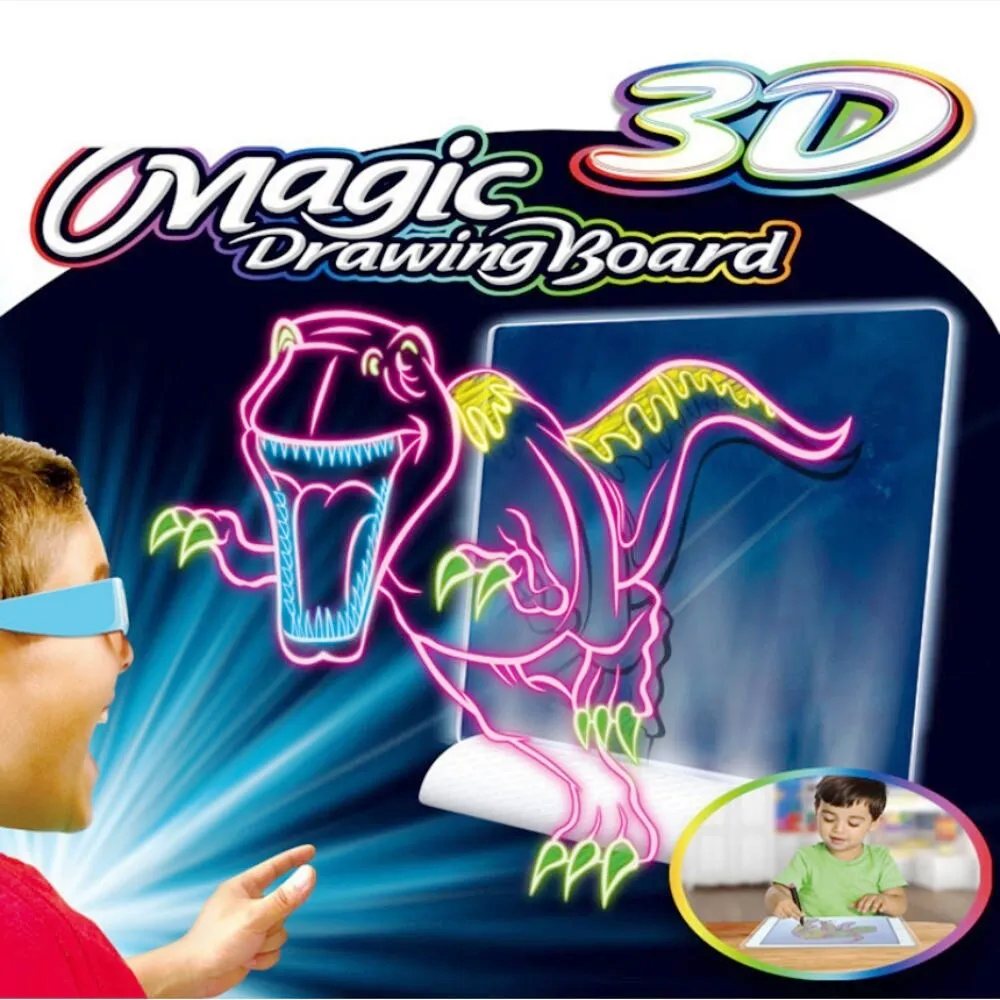 3D Светеща магическа дъска за рисуване Magic Drawing Board, Creative Kids Children Pen