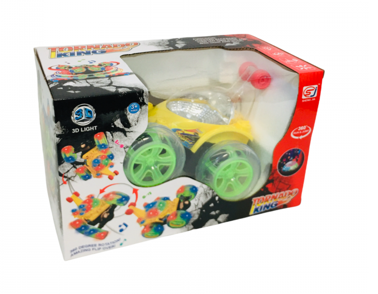 Светеща Луда Кола с радиоконтрол, движение в 4 посоки, ротация 360° + ЗВУК, 4 цвята