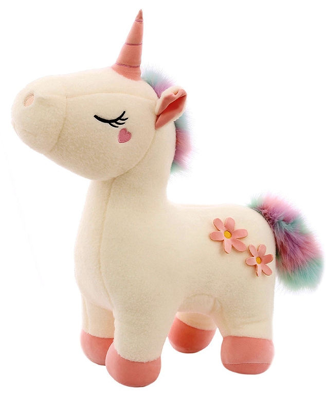 Еднорог с пухена опашка, 28см, два цвята