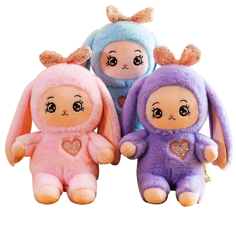 Плюшена кукла със Заешки ушички, 25см, три цвята