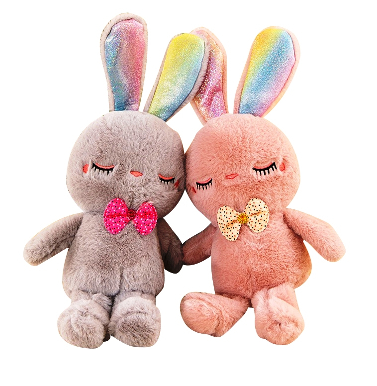 Зайче с папайонка и лъскави уши, 35см, три цвята