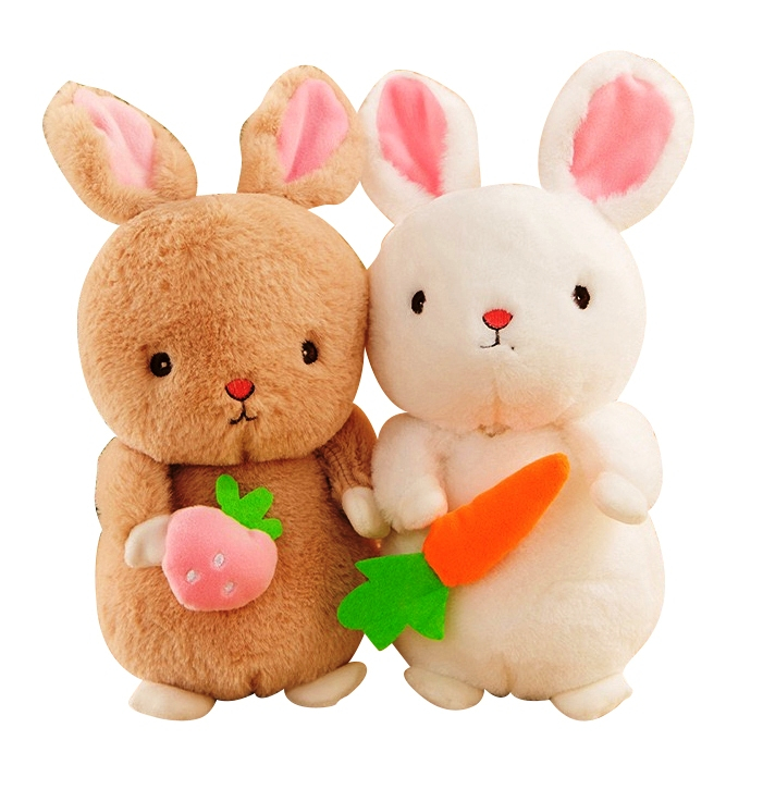 Заек с морков или ягода, 28см, два цвята