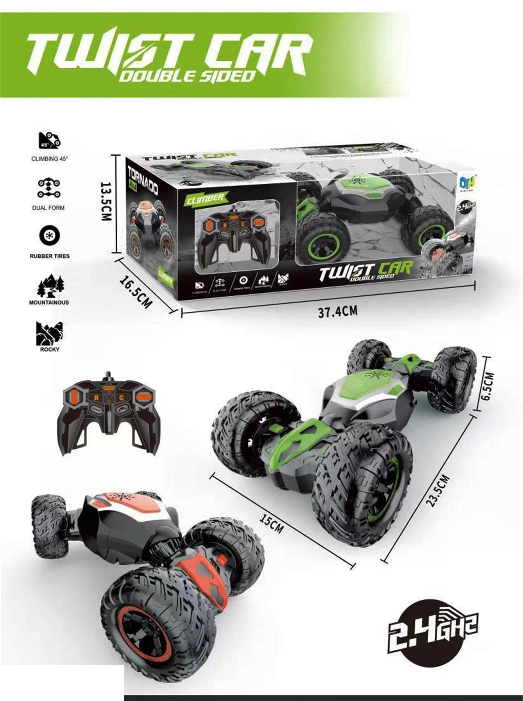 Офроуд Кола с радиоконтрол, изкачване до 45° и акумулаторна батерия с USB зареждане, трансформираща TWIST CAR