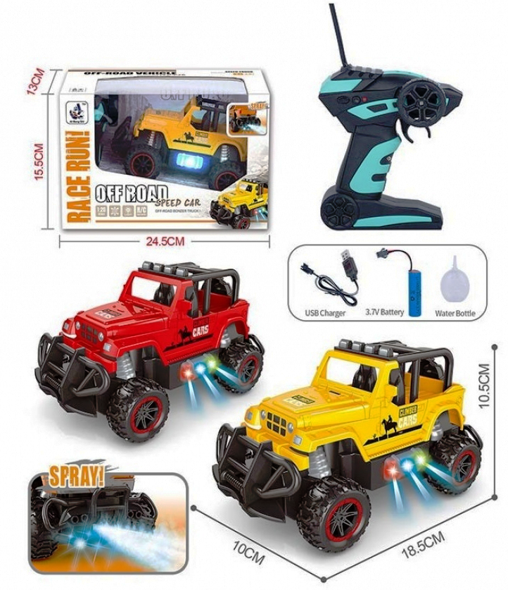 Джип с радиоконтрол в 4 посоки, батерия и зарядно с USB + СВЕТЛИНИ и ПАРА