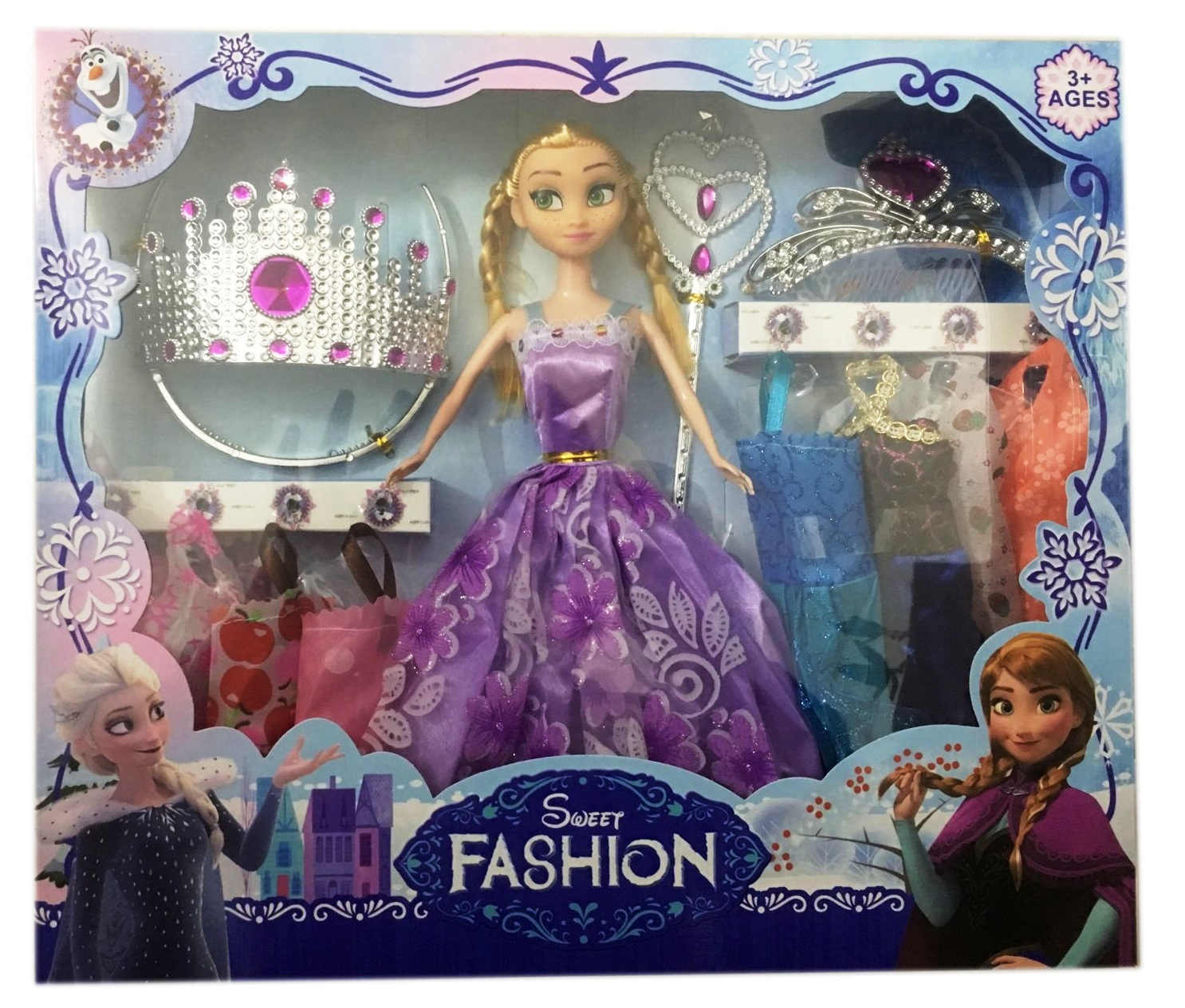 Кукла Ледено Кралство с 2 корони и много аксесоари