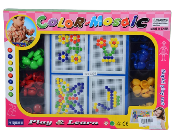 Мозайка с перфорирана основа за редене и пинчета в 4 цвята