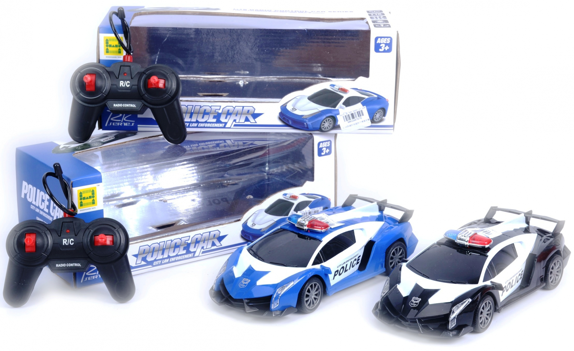 Полицейска спортна кола с радиоконтрол в 4 посоки + СВЕТЛИНИ